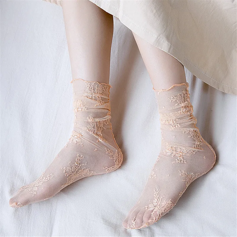 3 Pairs Vintage Women's Lace Socks