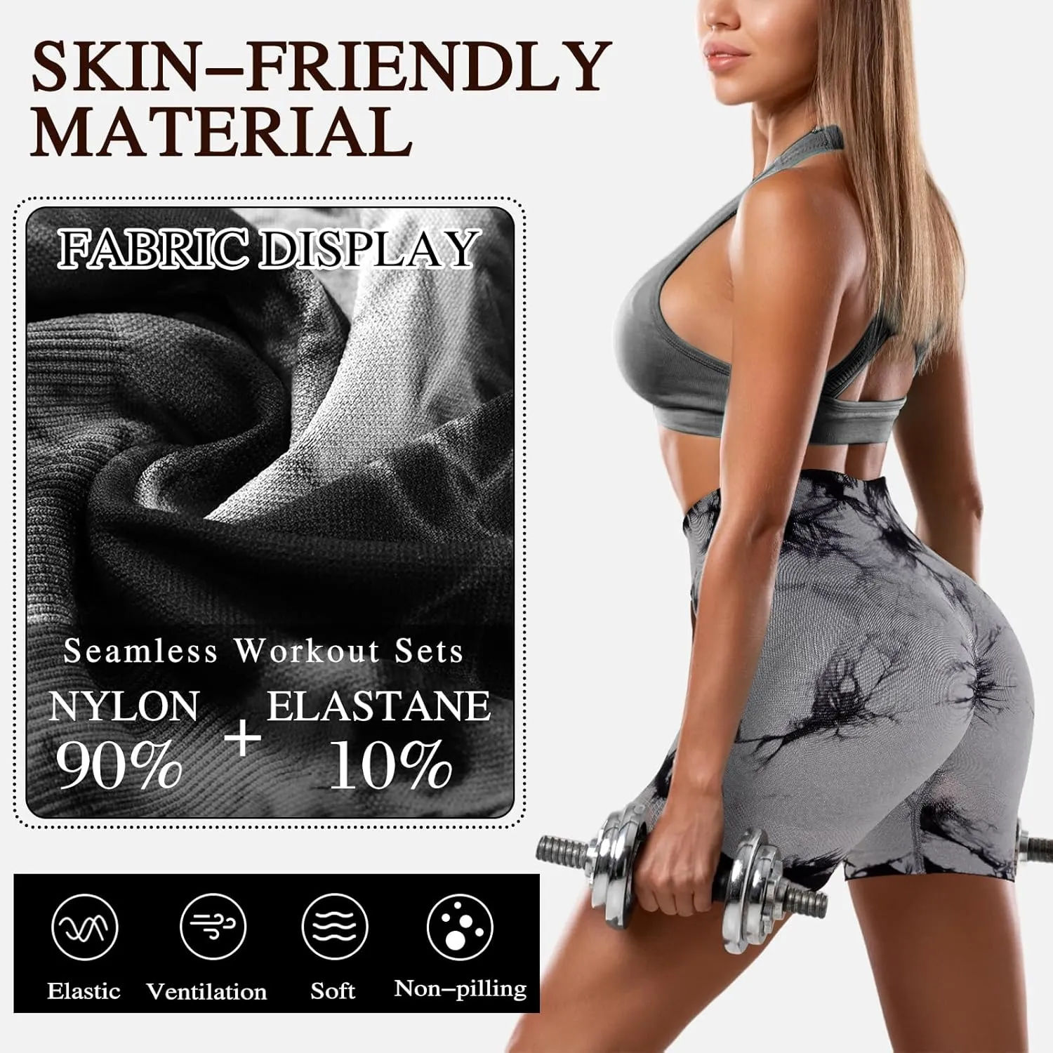 4 Piece Women Workout Shorts Tie Dye High Waist Butt Lift Shorts Tight Women Workout Gym Yoga Sports Shorts