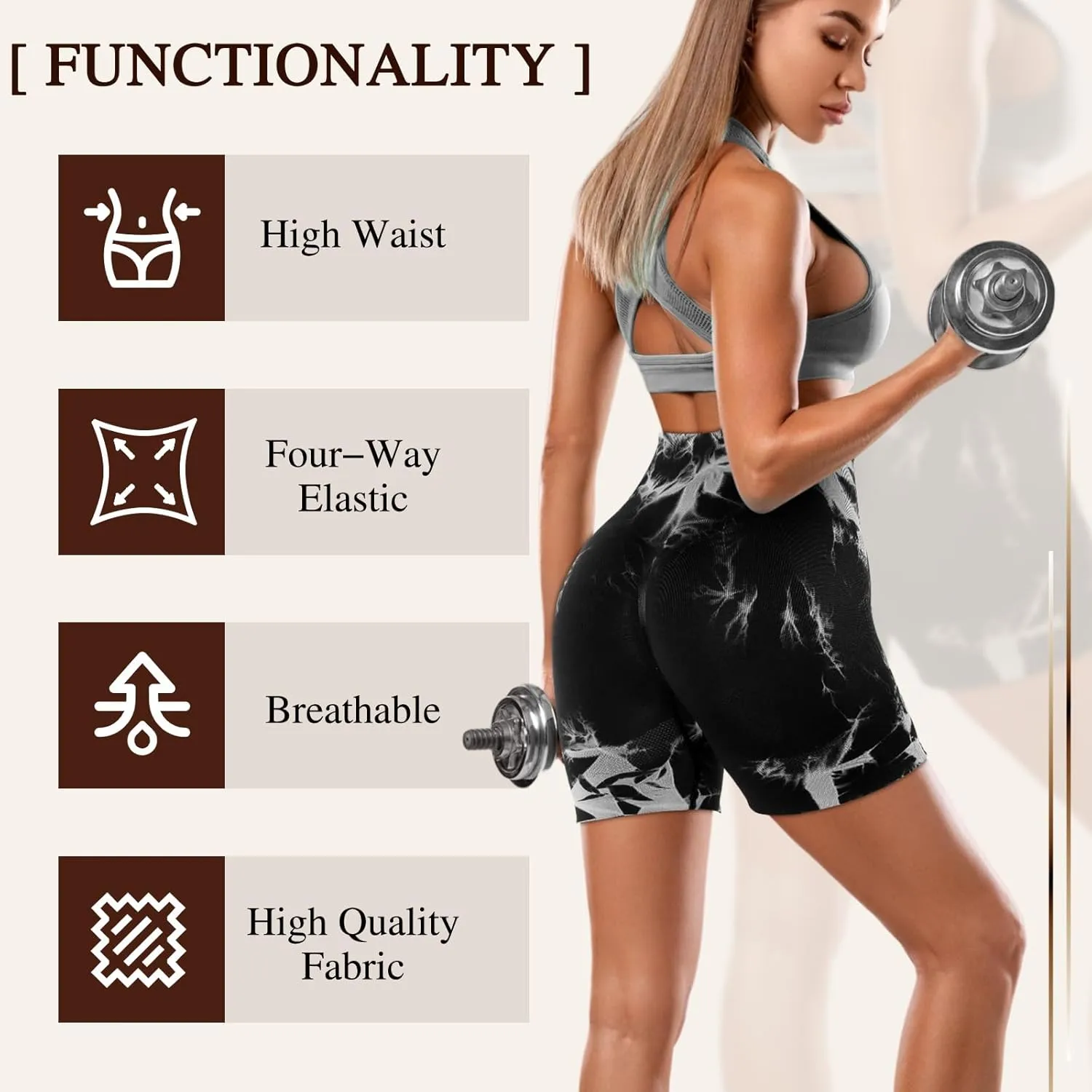 4 Piece Women Workout Shorts Tie Dye High Waist Butt Lift Shorts Tight Women Workout Gym Yoga Sports Shorts