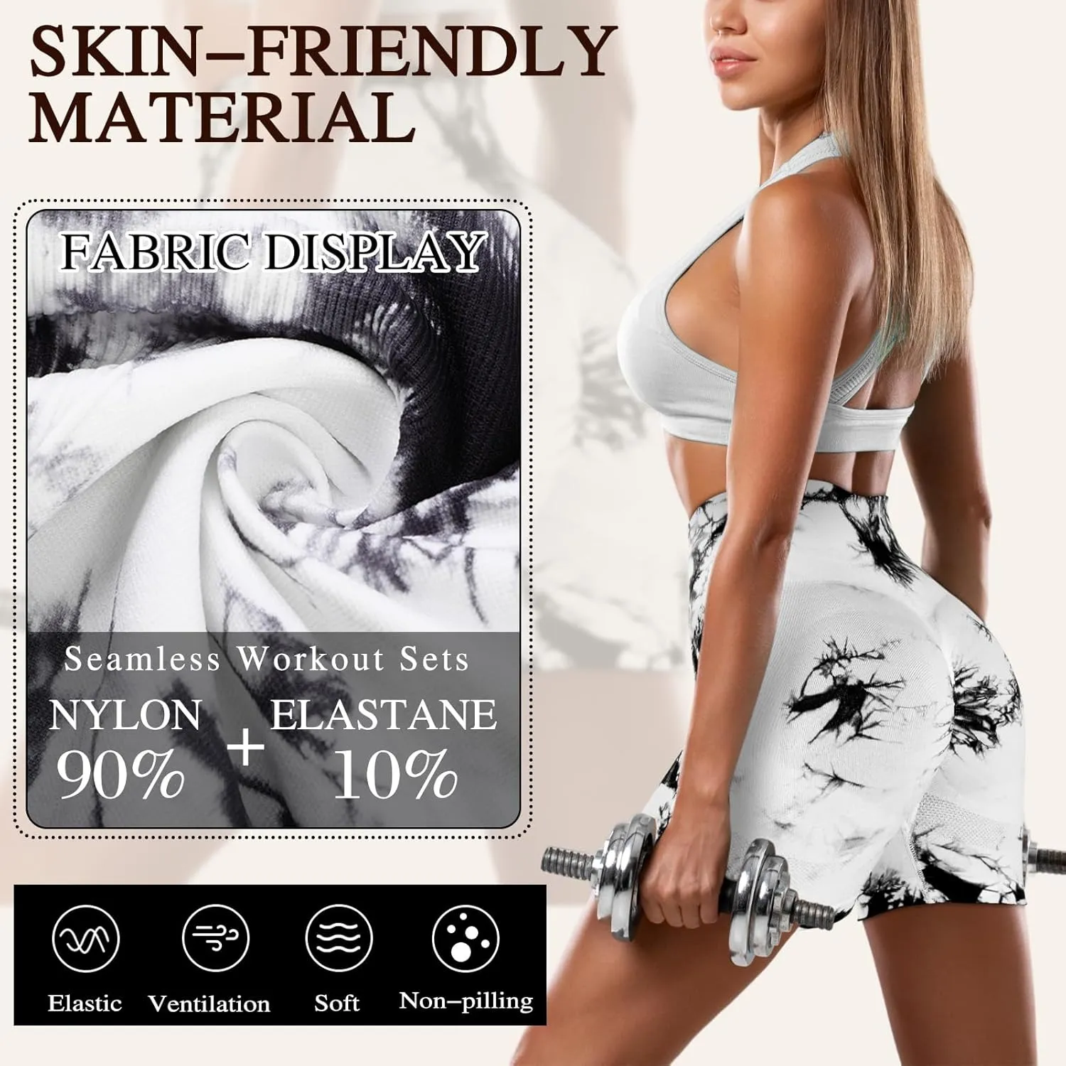 4 Piece Women Workout Shorts Tie Dye High Waist Butt Lift Shorts Tight Women Workout Gym Yoga Sports Shorts