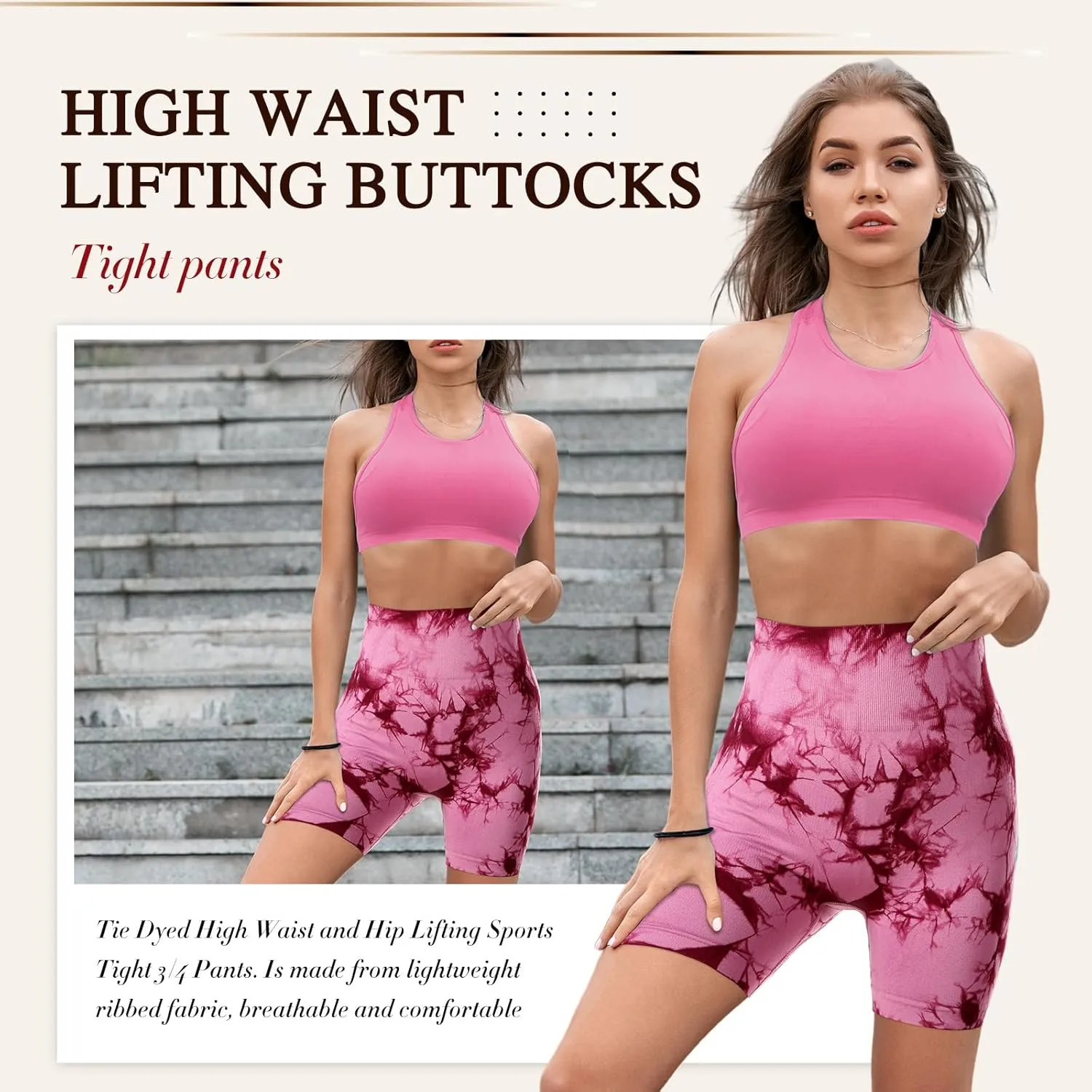 4 Piece Women Workout Shorts Tie Dye High Waist Butt Lift Shorts Tight Women Workout Gym Yoga Sports Shorts
