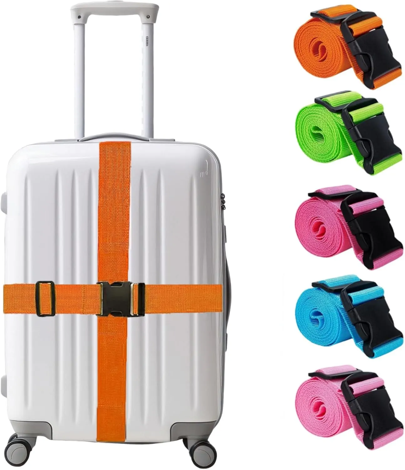 5 Pack Luggage Straps, 74"x 2" Suitcase Strap Adjustable Luggage Belt, Luggage Identifiers for Suitcases TSA Approved Travel Belt, Keep Suitcase Secure While Traveling (5 Colors)