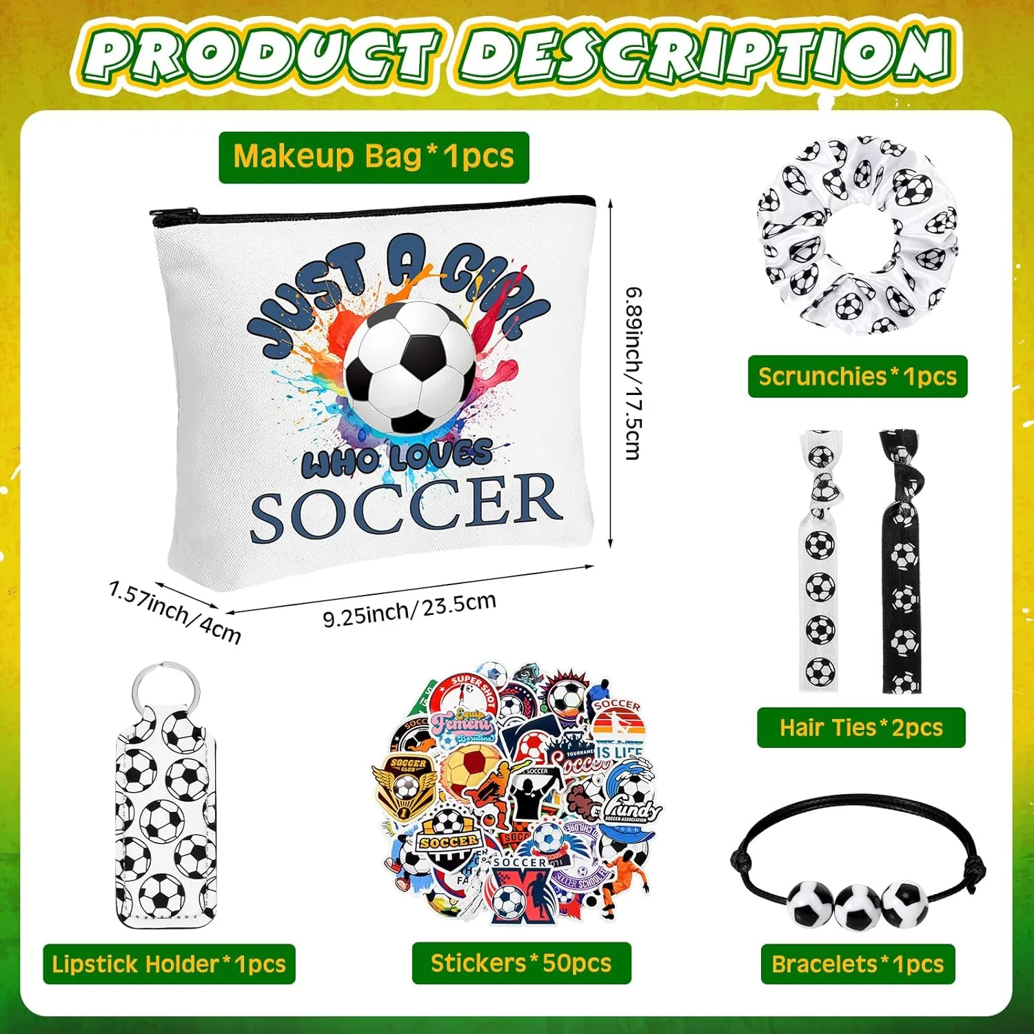 56 Pcs Sport Inspirational Gifts for Women Cosmetic Bag Purse Accessories for Players Teams Stuff Birthday Gifts Sport Party Favors(Classic Soccer,Black White)