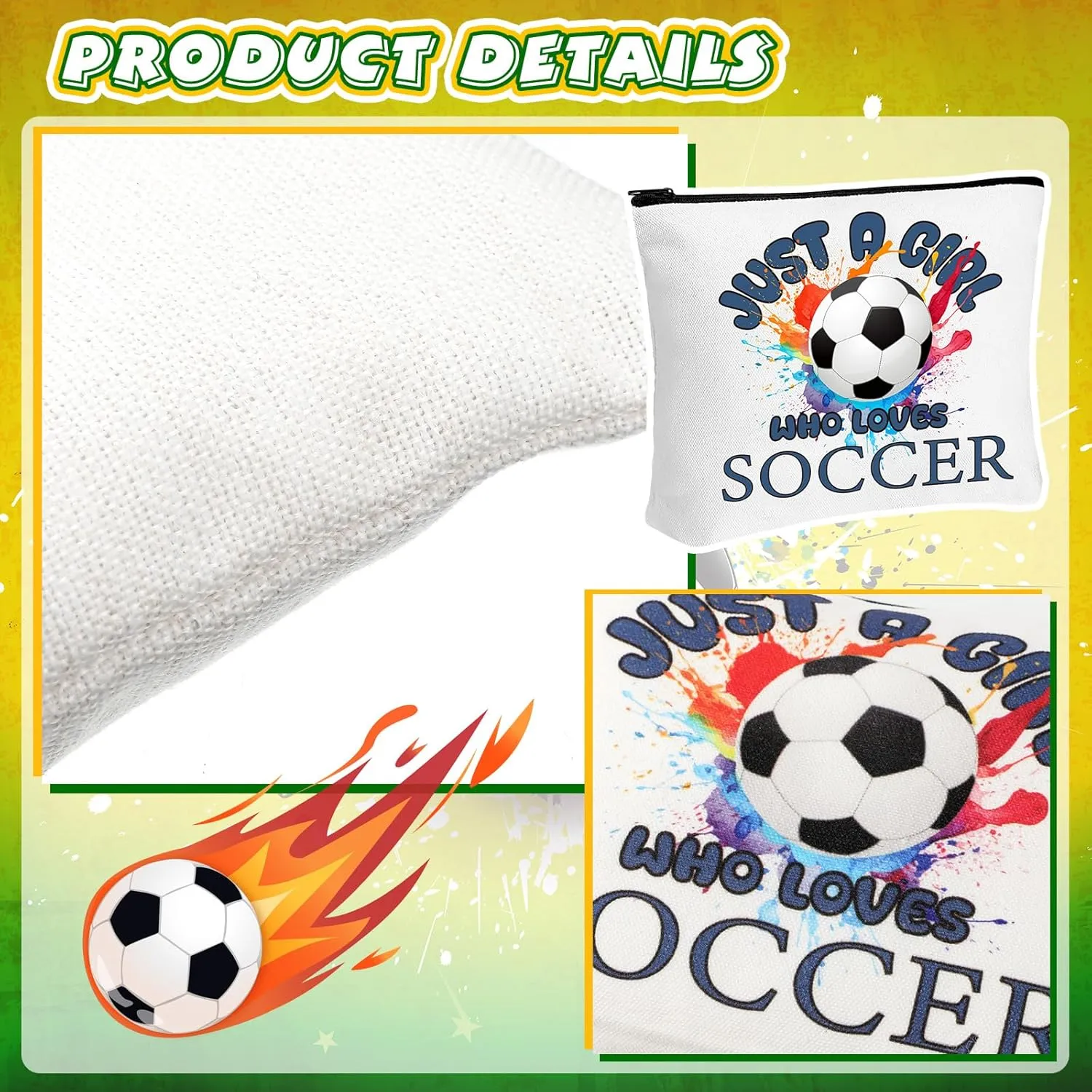 56 Pcs Sport Inspirational Gifts for Women Cosmetic Bag Purse Accessories for Players Teams Stuff Birthday Gifts Sport Party Favors(Classic Soccer,Black White)