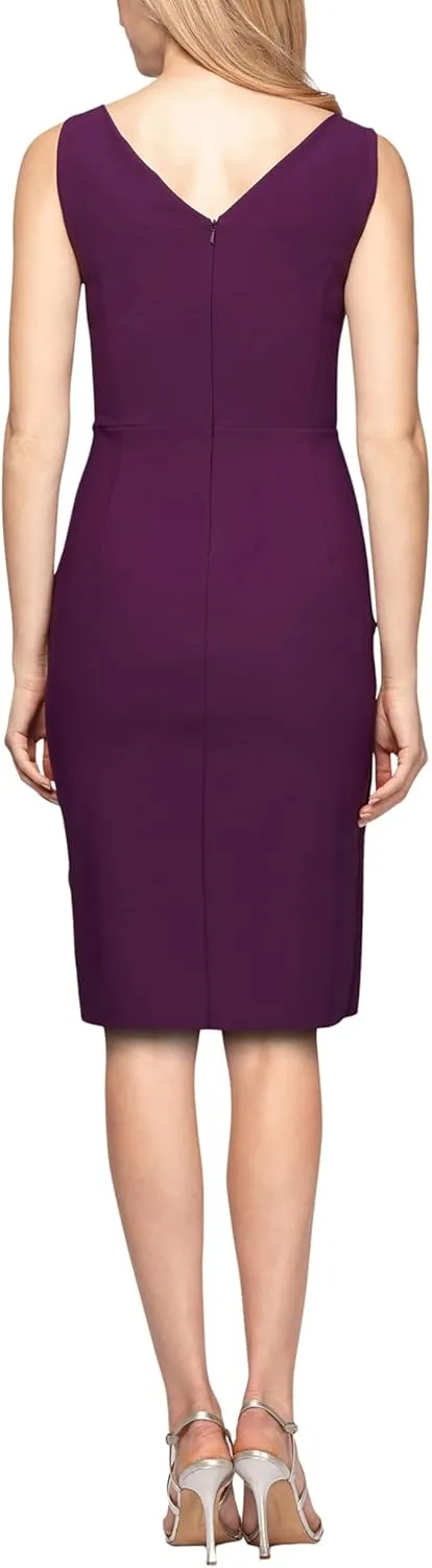 Alex Evenings Women's Slimming Short Ruched Dress with Ruffle (Petite and Regular)