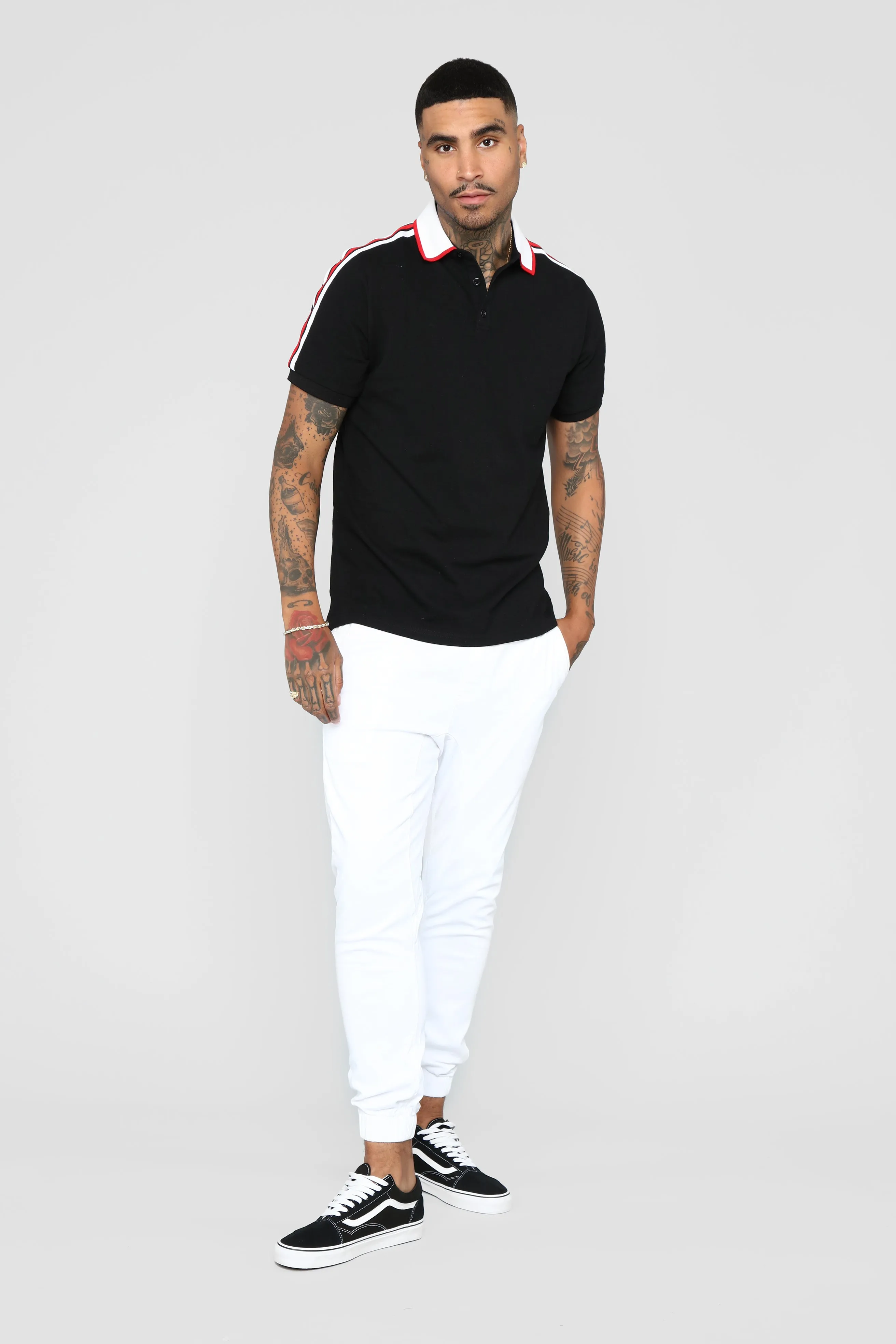 Andre Short Sleeve Polo - Black/White
