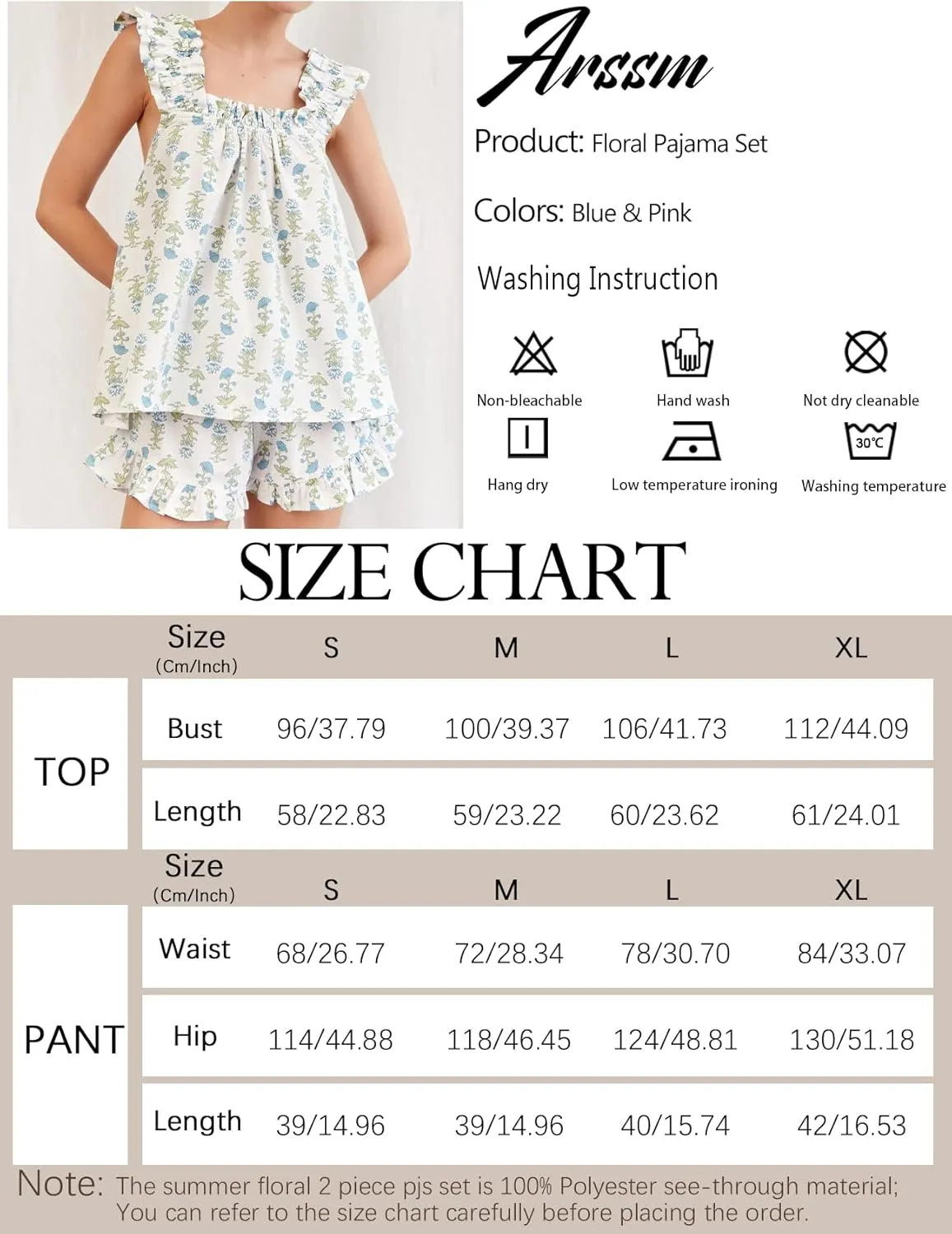 Arssm Womens Floral Pajama Set 2 Piece Loungewear Ruffle Hem Tank Top Vest Shorts Pjs Set Sleeveless Cami Loung Set