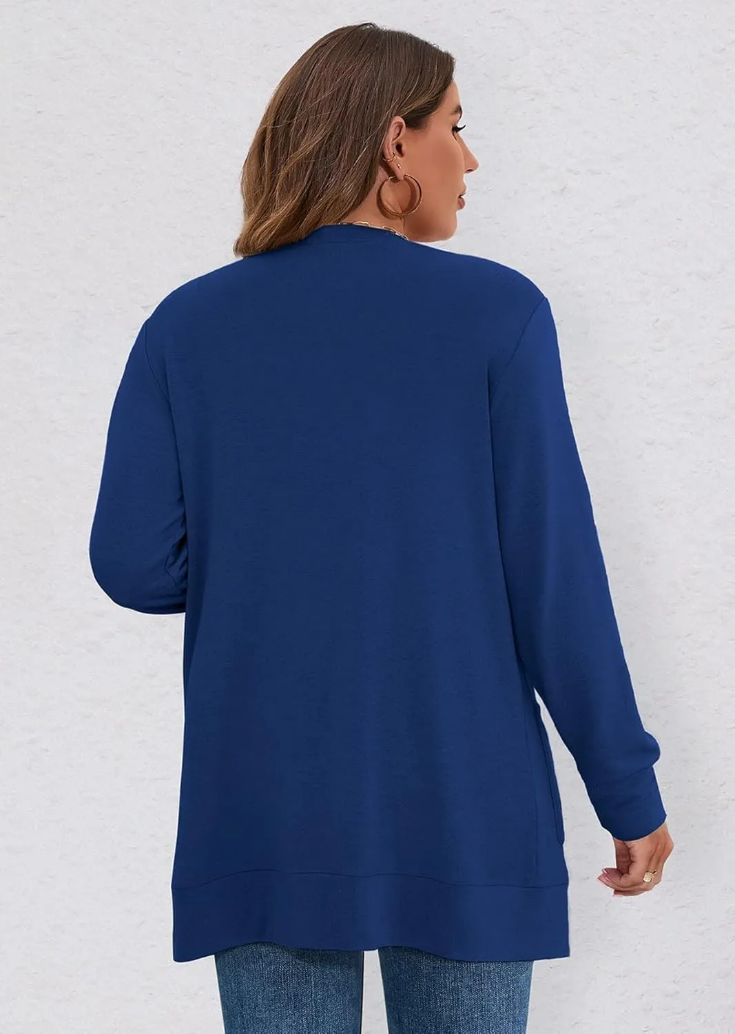AusLook Plus Size Lightweight Cardigan For Women long Sleeve Coat Open Front Bolero Tops Button Down Soft Outwear 1X-5X
