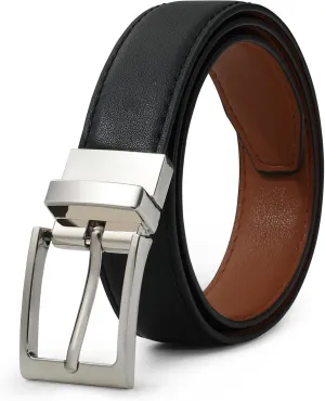 AWAYTR Reversible Kids Belts for Boys - Black and Brown Leather Belt for School Uniform Casual Jeans