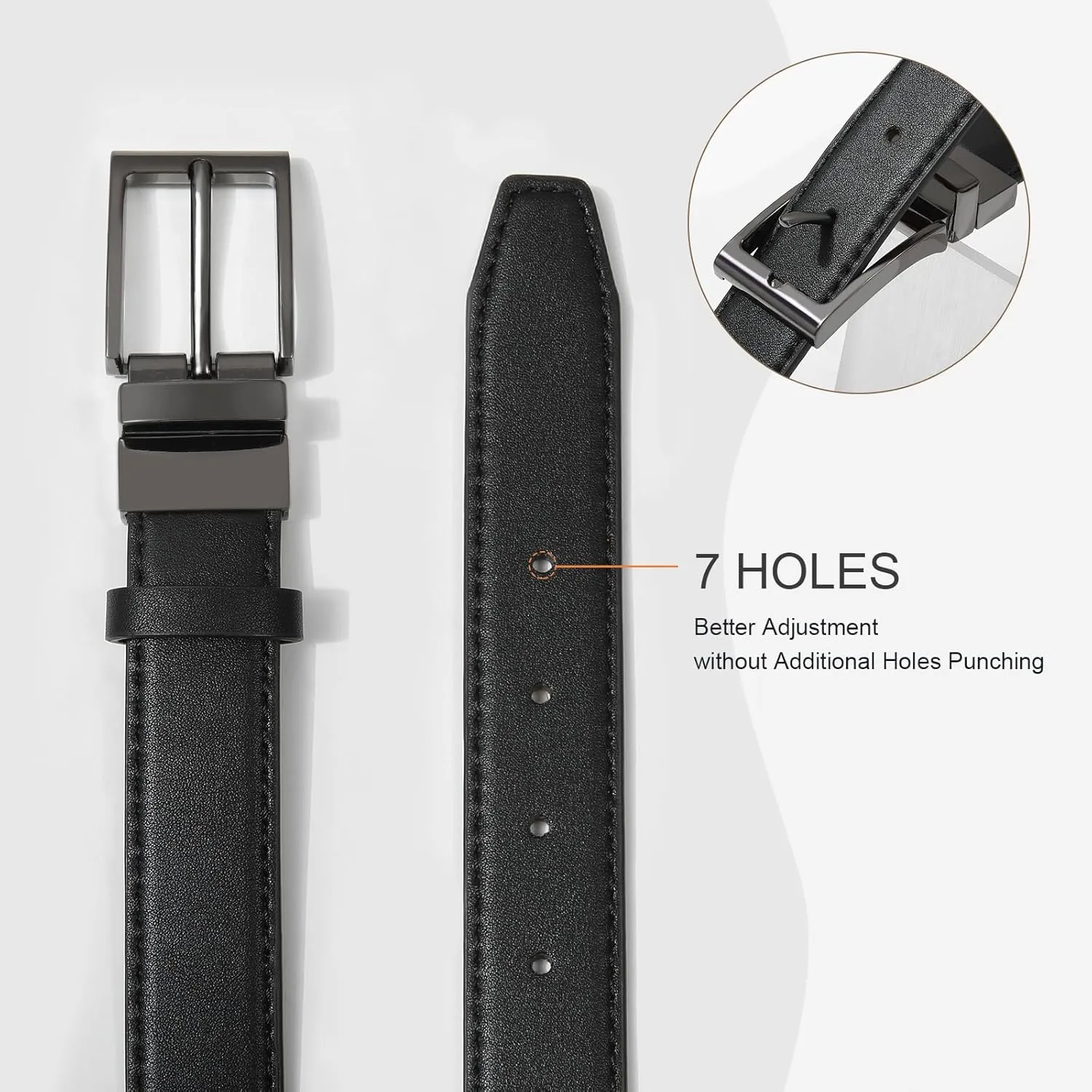AWAYTR Reversible Kids Belts for Boys - Black and Brown Leather Belt for School Uniform Casual Jeans