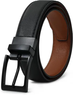 AWAYTR Reversible Kids Belts for Boys - Black and Brown Leather Belt for School Uniform Casual Jeans