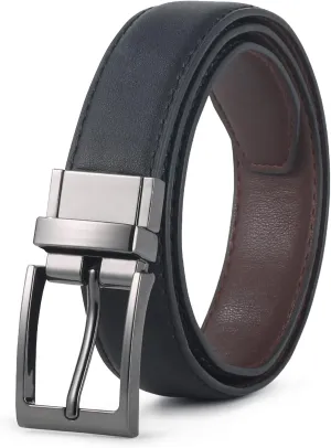 AWAYTR Reversible Kids Belts for Boys - Black and Brown Leather Belt for School Uniform Casual Jeans
