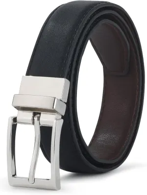 AWAYTR Reversible Kids Belts for Boys - Black and Brown Leather Belt for School Uniform Casual Jeans