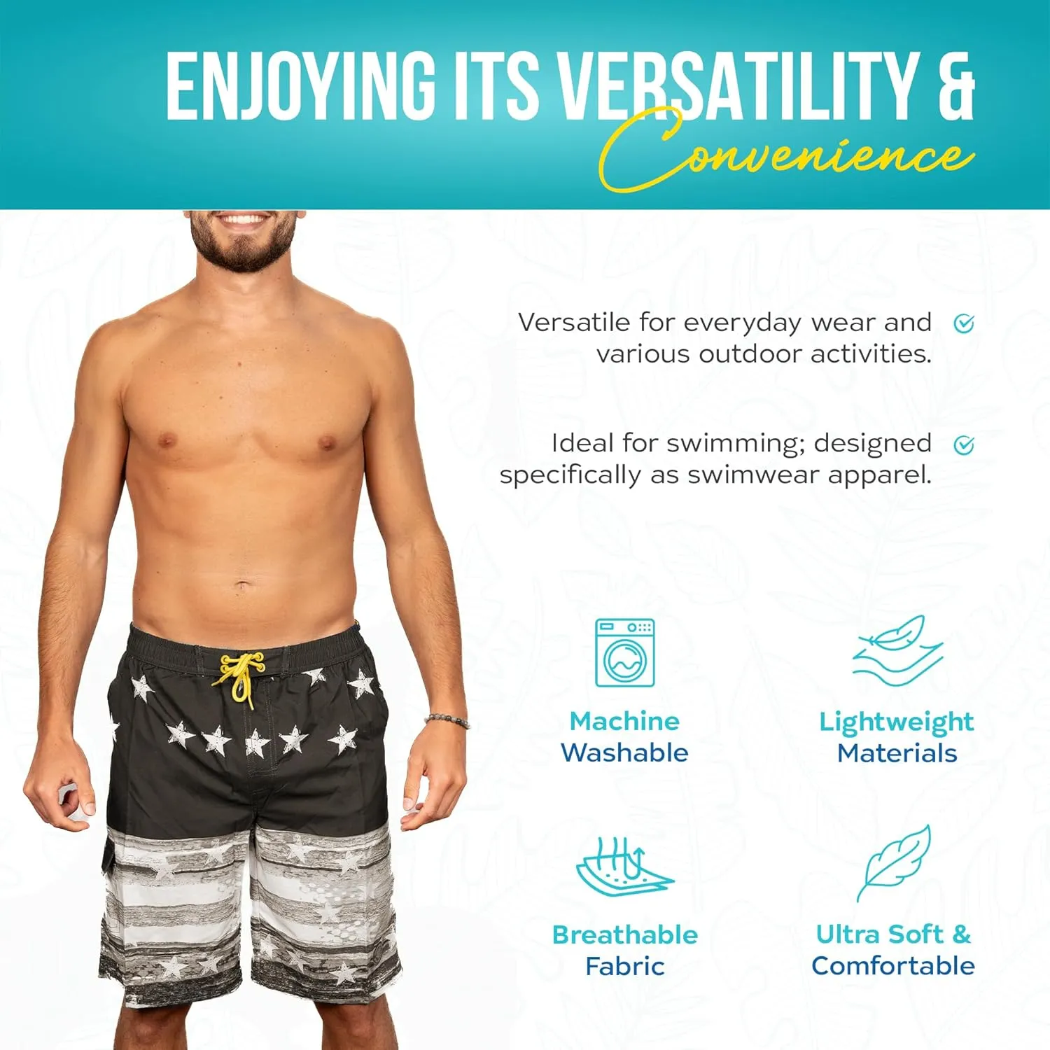 Banana Boat UPF 50  Sun Protection Four-Way Stretch Board Shorts Men's Quick Dry Shorts | Mens Swim Trunks | Beach Shorts