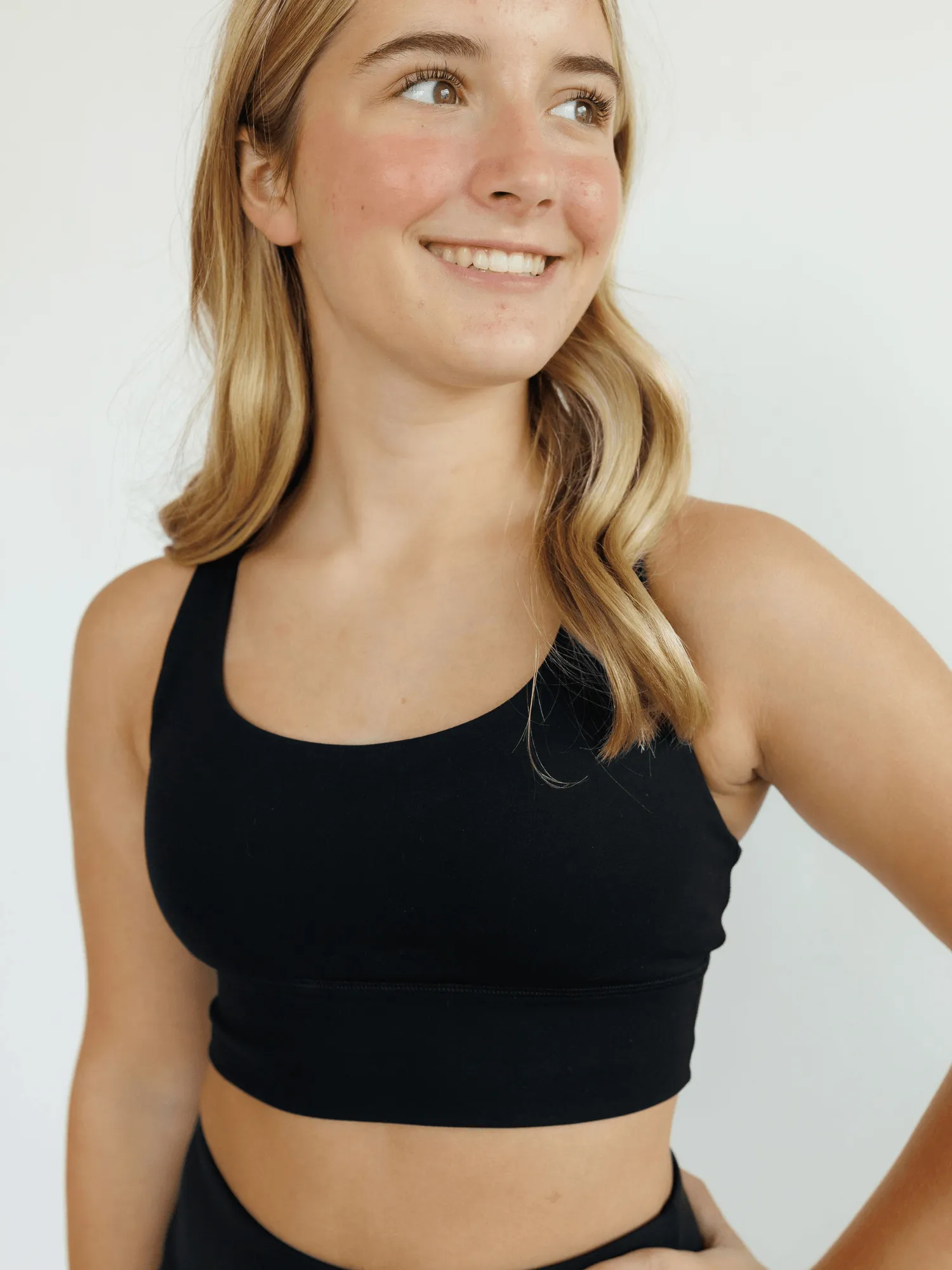 Black "Amelia" Strappy Back Sports Bra