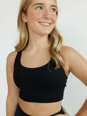Black "Amelia" Strappy Back Sports Bra