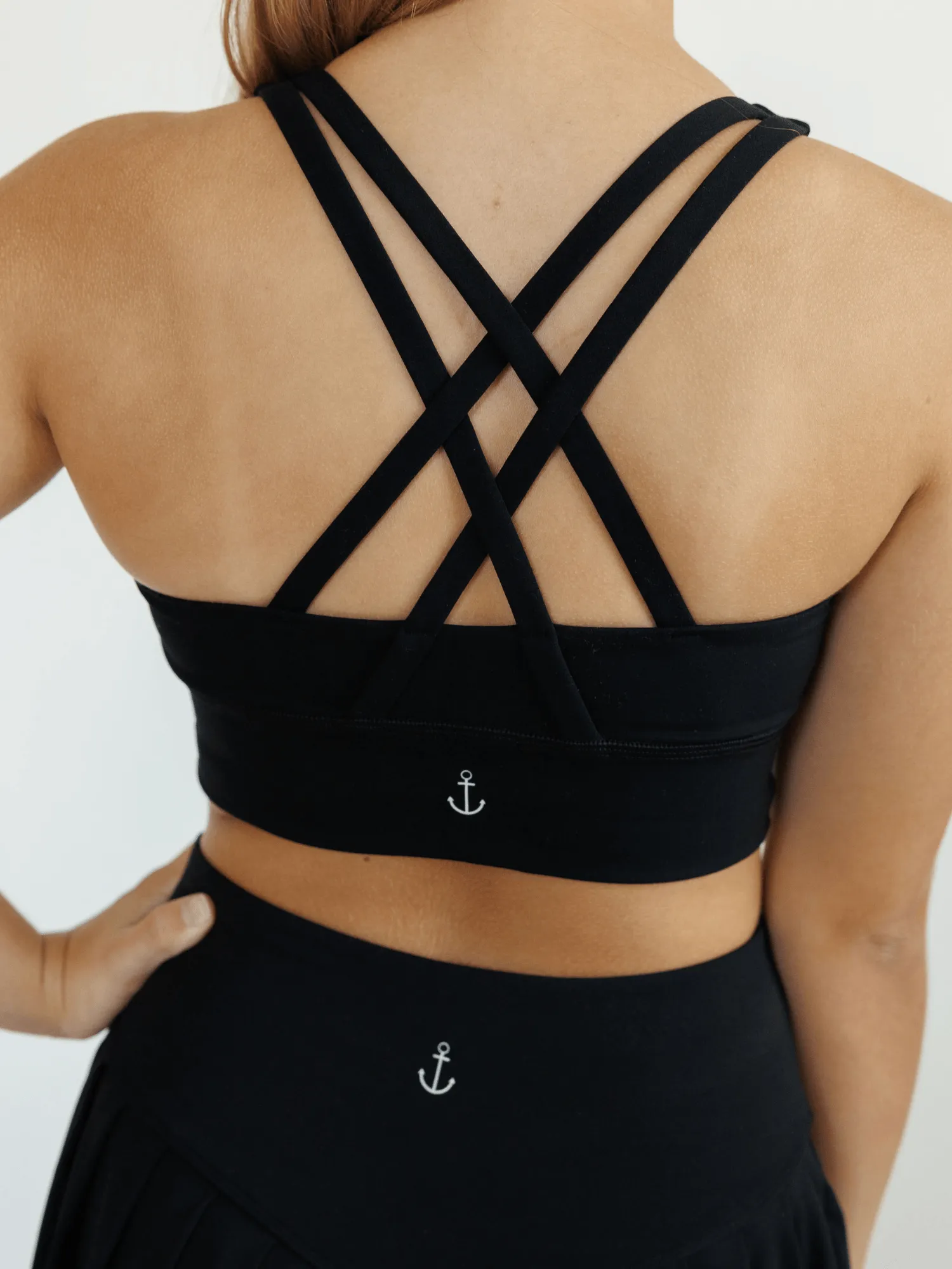 Black "Amelia" Strappy Back Sports Bra