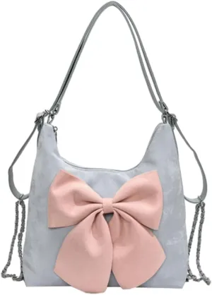Bow Detail Convertible Bag for Women, Vintage Shoulder & Underarm Purse, Multi-Way Backpack & Tote Handbag