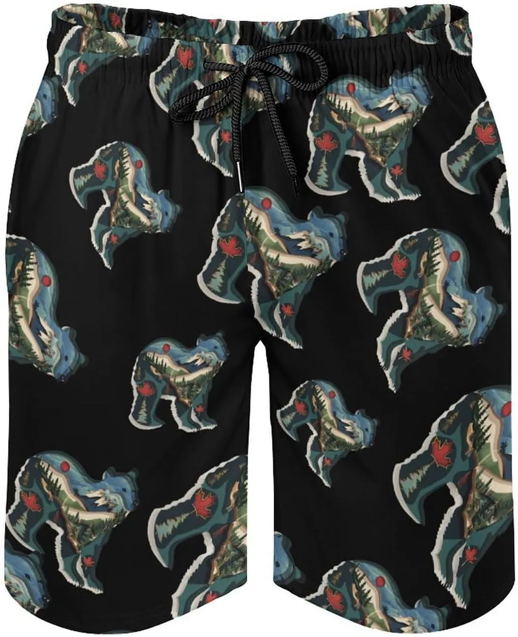 British Columbia Bear Men's Swim Trunks Quick Dry Board Shorts Breathable Summer Beach Shorts Bathing Suits