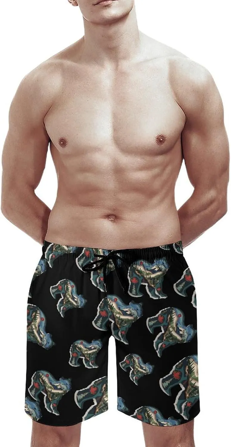British Columbia Bear Men's Swim Trunks Quick Dry Board Shorts Breathable Summer Beach Shorts Bathing Suits