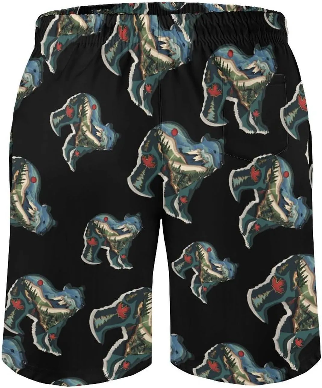 British Columbia Bear Men's Swim Trunks Quick Dry Board Shorts Breathable Summer Beach Shorts Bathing Suits