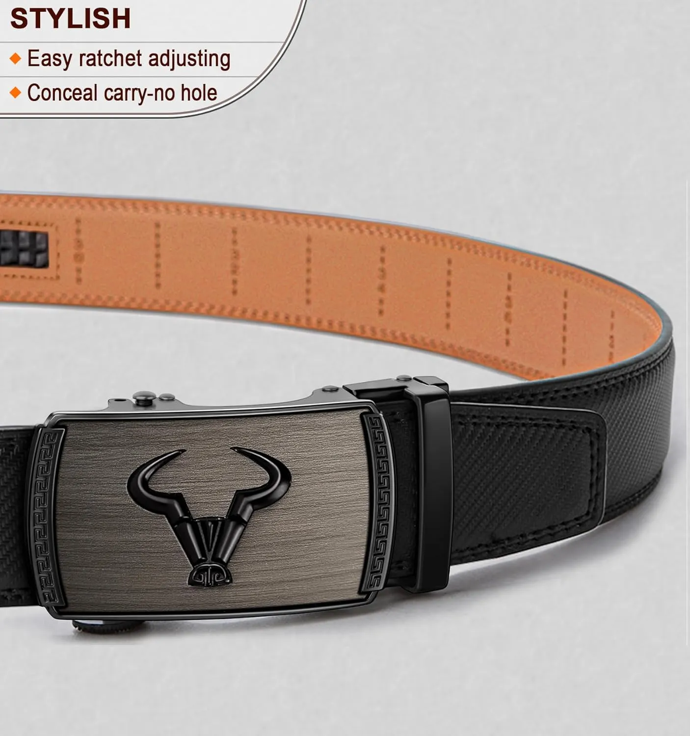 BULLIANT Men's Belt  Ratchet Leather Belt for Men Dress and Casual Pants Jeans 1 3/8"