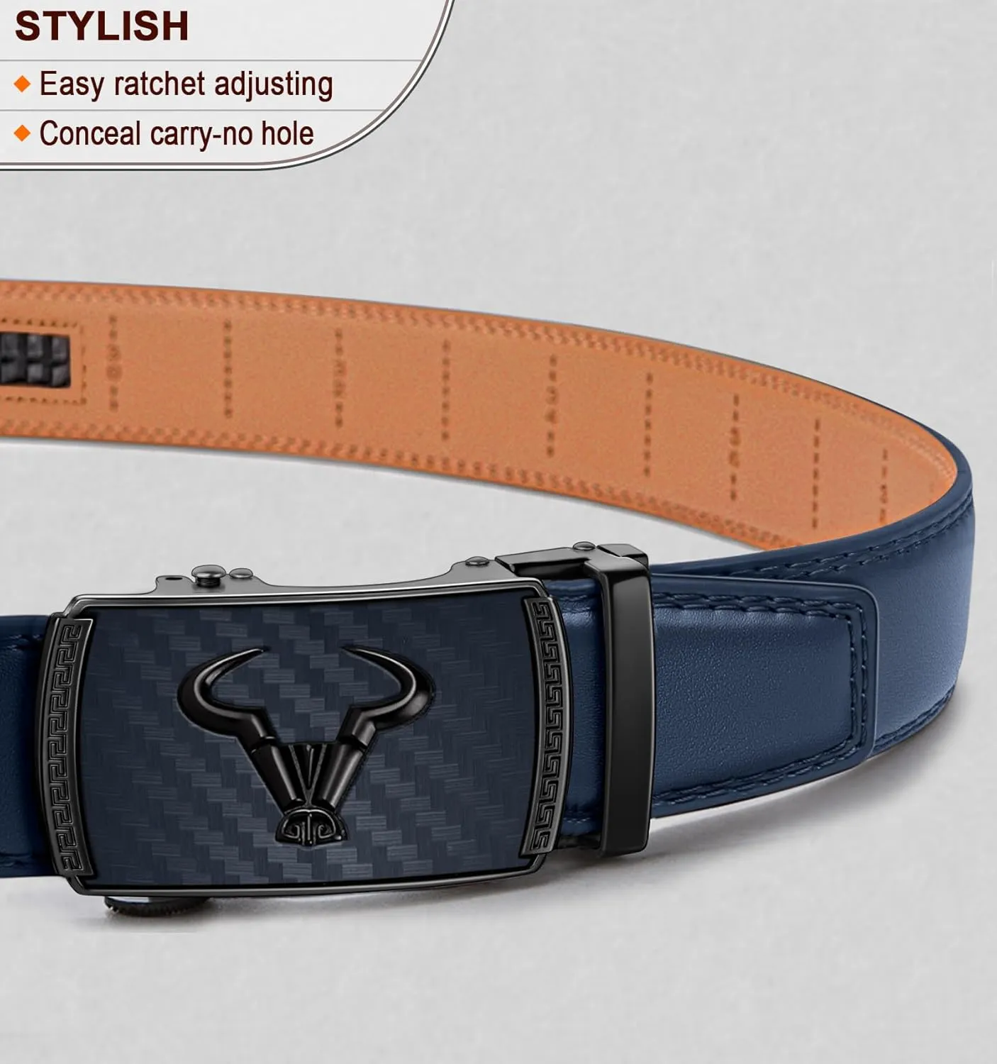 BULLIANT Men's Belt  Ratchet Leather Belt for Men Dress and Casual Pants Jeans 1 3/8"
