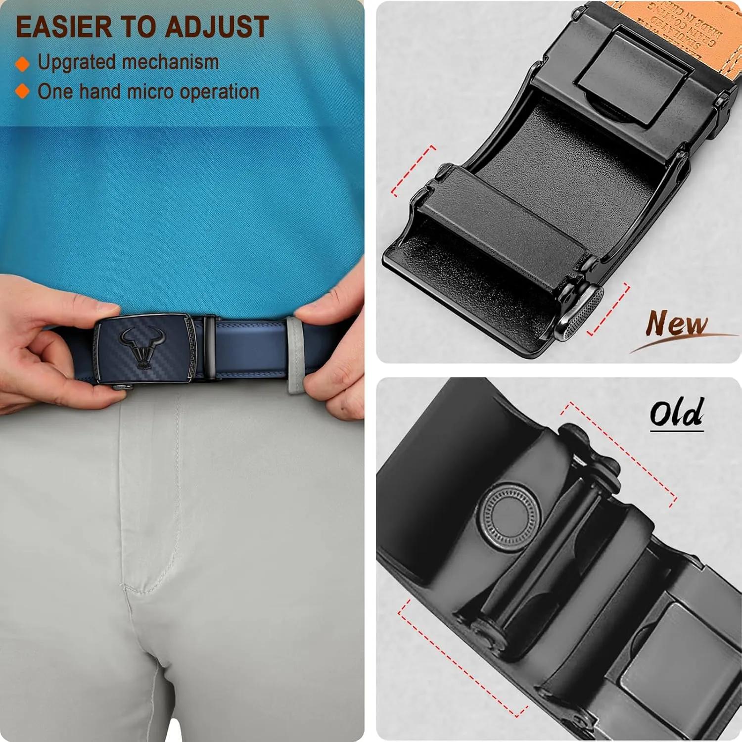 BULLIANT Men's Belt  Ratchet Leather Belt for Men Dress and Casual Pants Jeans 1 3/8"