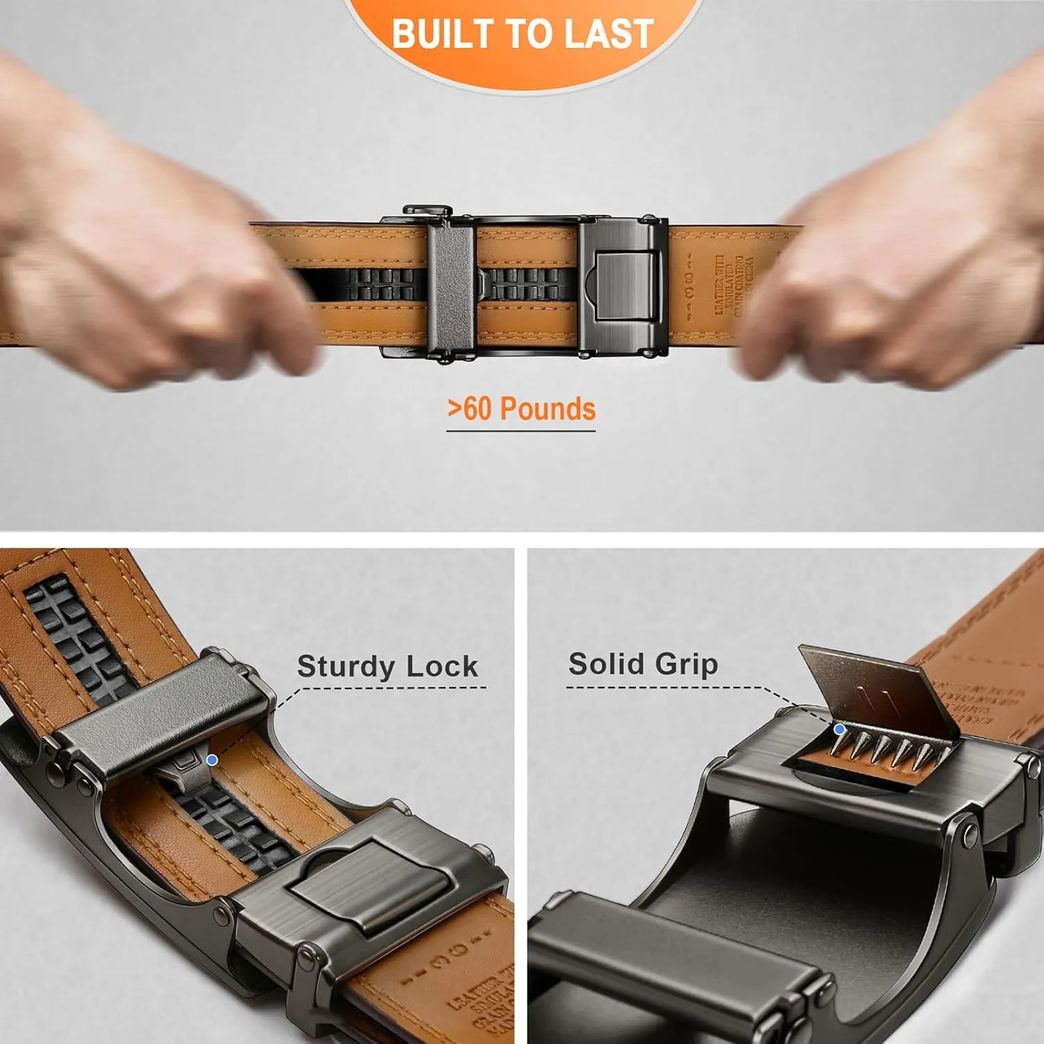 BULLIANT Men's Belt  Ratchet Leather Belt for Men Dress and Casual Pants Jeans 1 3/8"