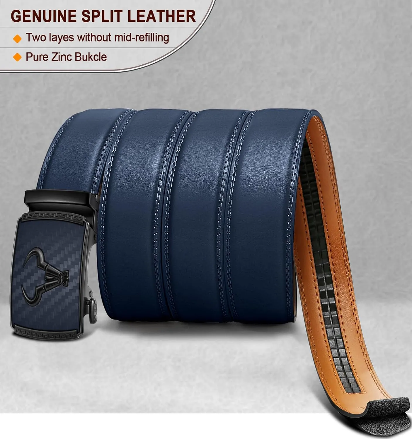 BULLIANT Men's Belt  Ratchet Leather Belt for Men Dress and Casual Pants Jeans 1 3/8"