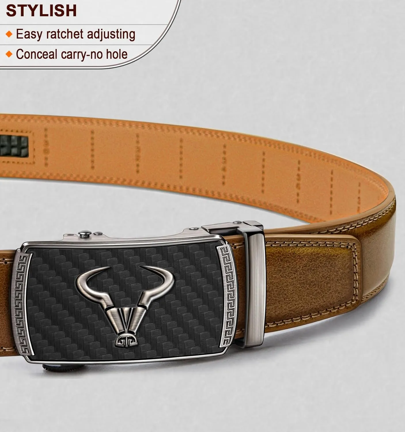BULLIANT Men's Belt  Ratchet Leather Belt for Men Dress and Casual Pants Jeans 1 3/8"