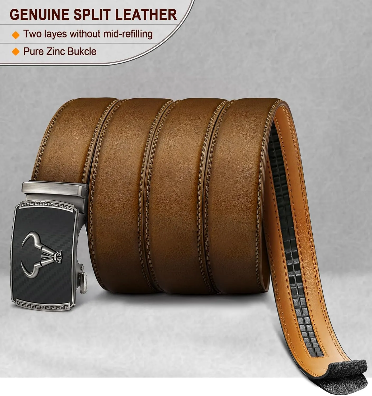 BULLIANT Men's Belt  Ratchet Leather Belt for Men Dress and Casual Pants Jeans 1 3/8"