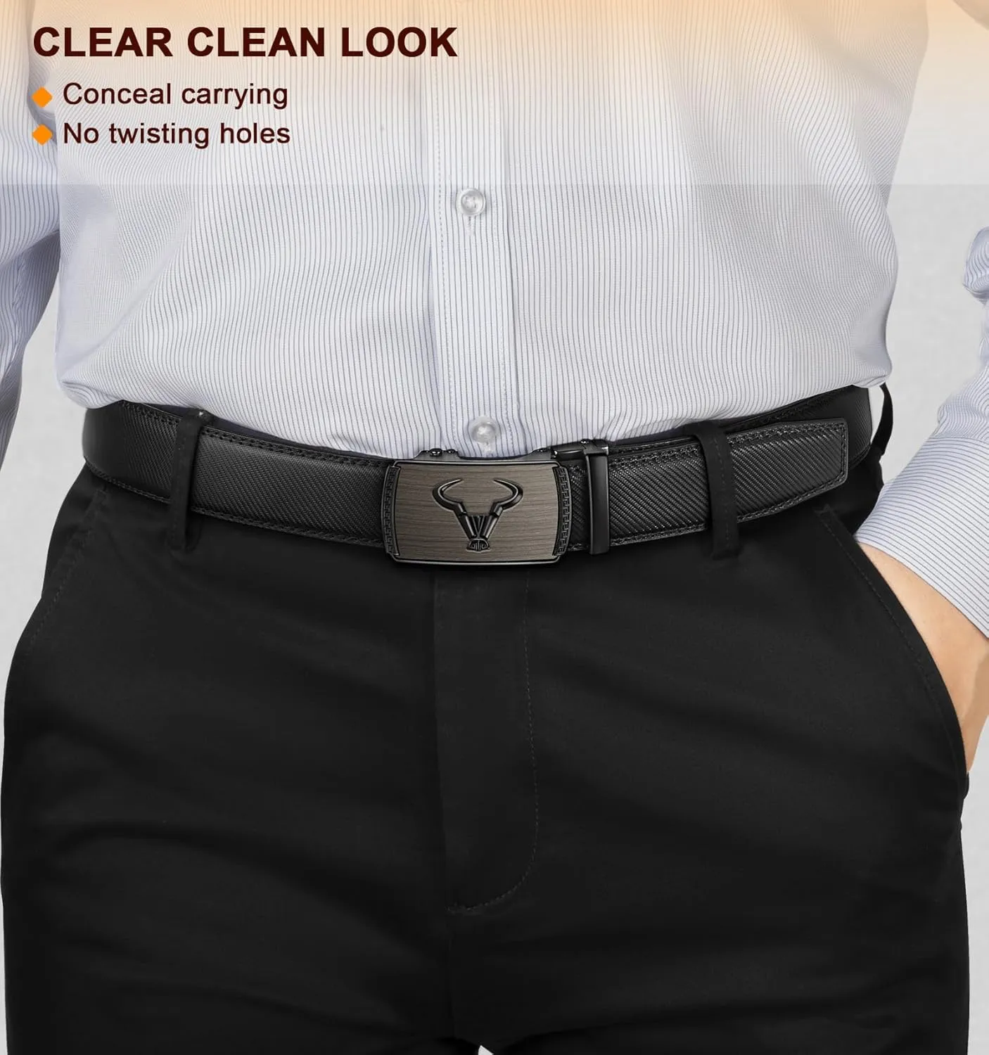 BULLIANT Men's Belt  Ratchet Leather Belt for Men Dress and Casual Pants Jeans 1 3/8"