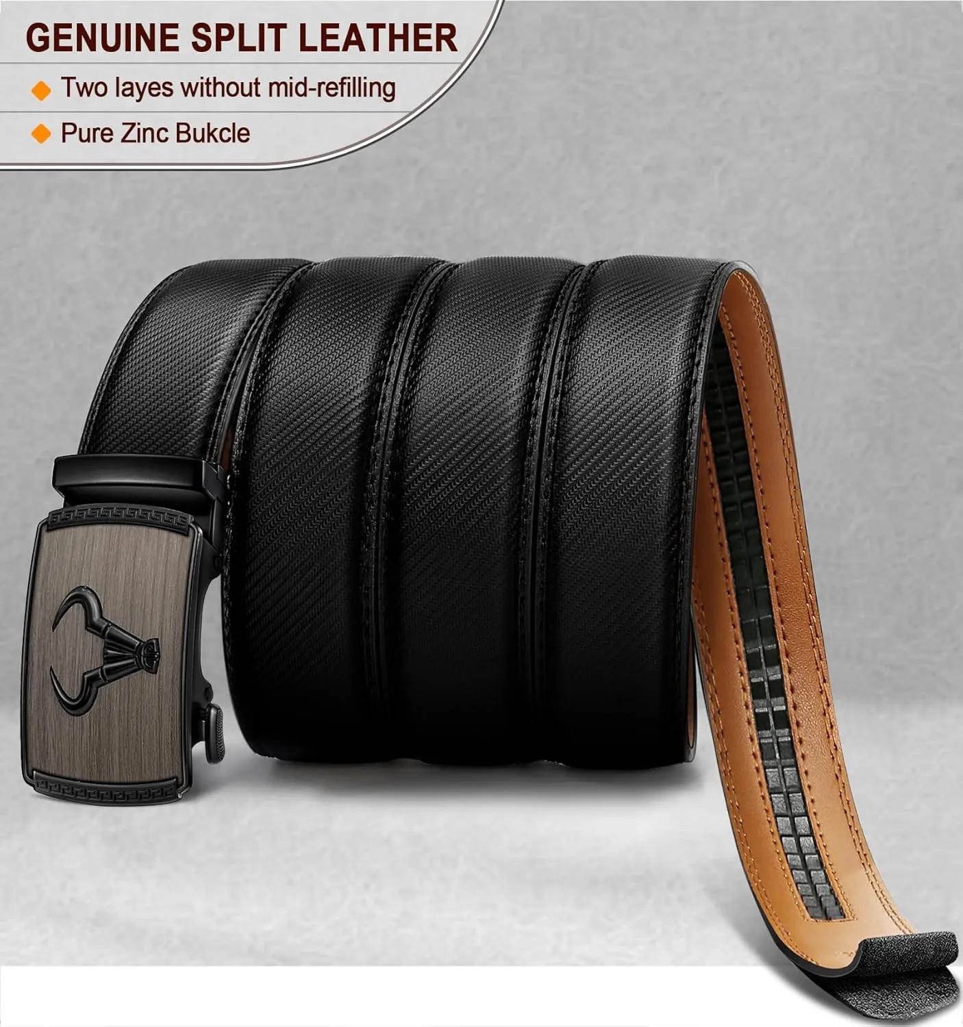 BULLIANT Men's Belt  Ratchet Leather Belt for Men Dress and Casual Pants Jeans 1 3/8"