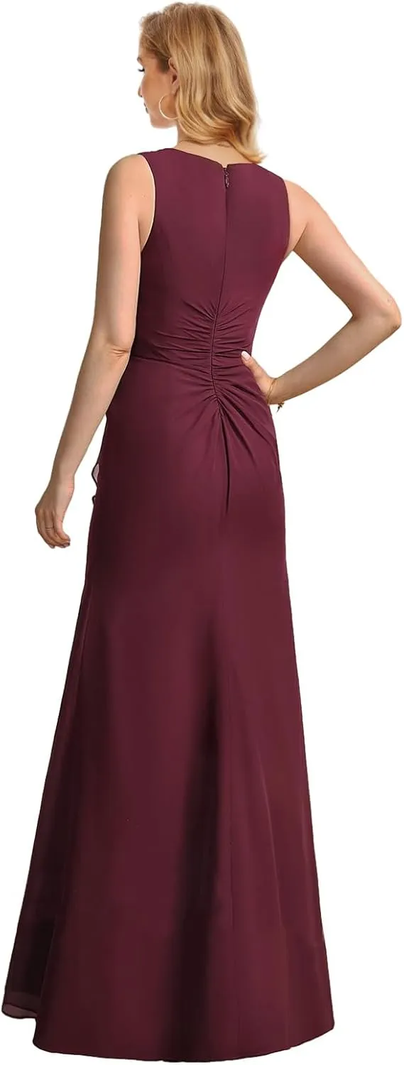 Chiffon Mother of The Bride Dresses for Wedding 2 Pieces Formal Dress with Jacket Long Evening Gown