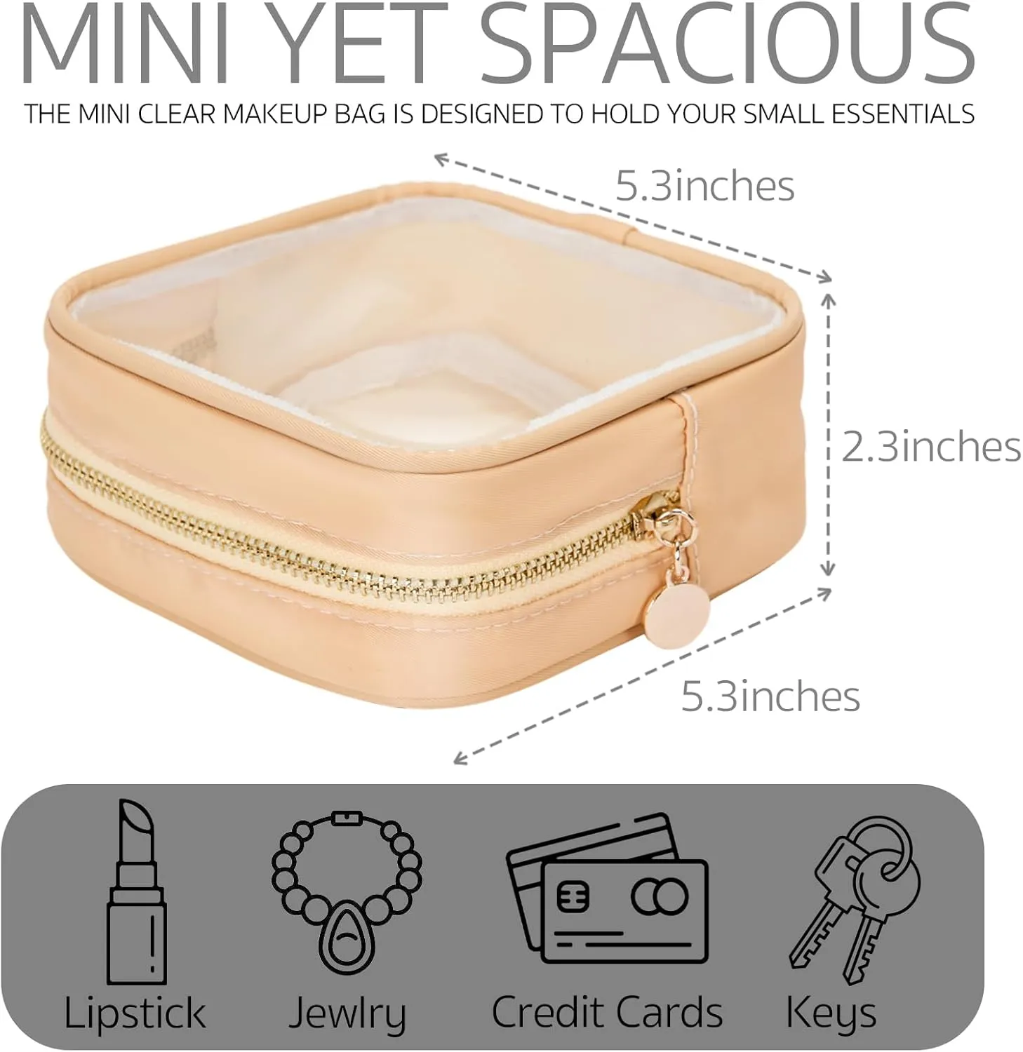 Clear Cosmetic Bag Mini Makeup Bag Women Small Cosmetic Bag for Purse Zipper Cute Pouches Make Up Travel Toiletry Essentials Preppy Purse Organizer Bags