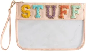Clear Cosmetics Bag Toiletry Bag for Women and Men, Clear Travel Bag for Toiletries, Waterproof & Draining Transparent Makeup Bag Tote Bag, Travel Cosmetic Zipper Pouch (Rice white)