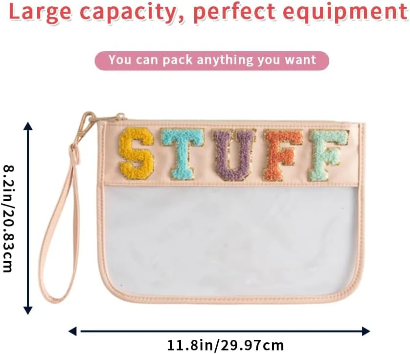 Clear Cosmetics Bag Toiletry Bag for Women and Men, Clear Travel Bag for Toiletries, Waterproof & Draining Transparent Makeup Bag Tote Bag, Travel Cosmetic Zipper Pouch (Rice white)