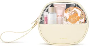 Clear Makeup Bag for Travel, Mini Waterproof Cosmetic Organizer with Zipper, Portable Transparent Toiletry Bag for Women & Men (6.7x6 Inch) - Fits Makeup, Skincare, Jewelry (White)