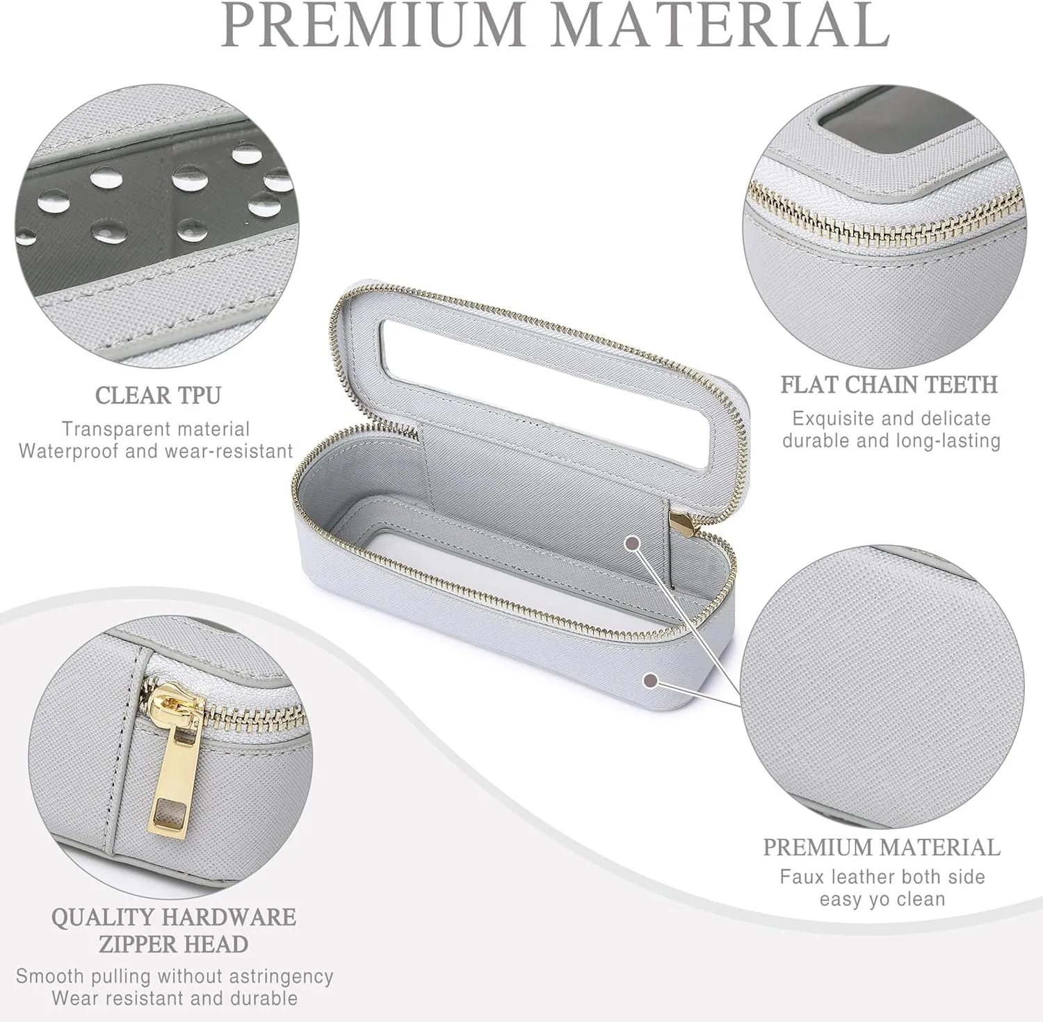 Clear Travel Makeup Bag with Brush Bag Portable Transparent Cosmetic Bag and Toiletry Bag Waterproof Clear Makeup Bag with Zipper Car Bag for Women (Gray, L Slim)