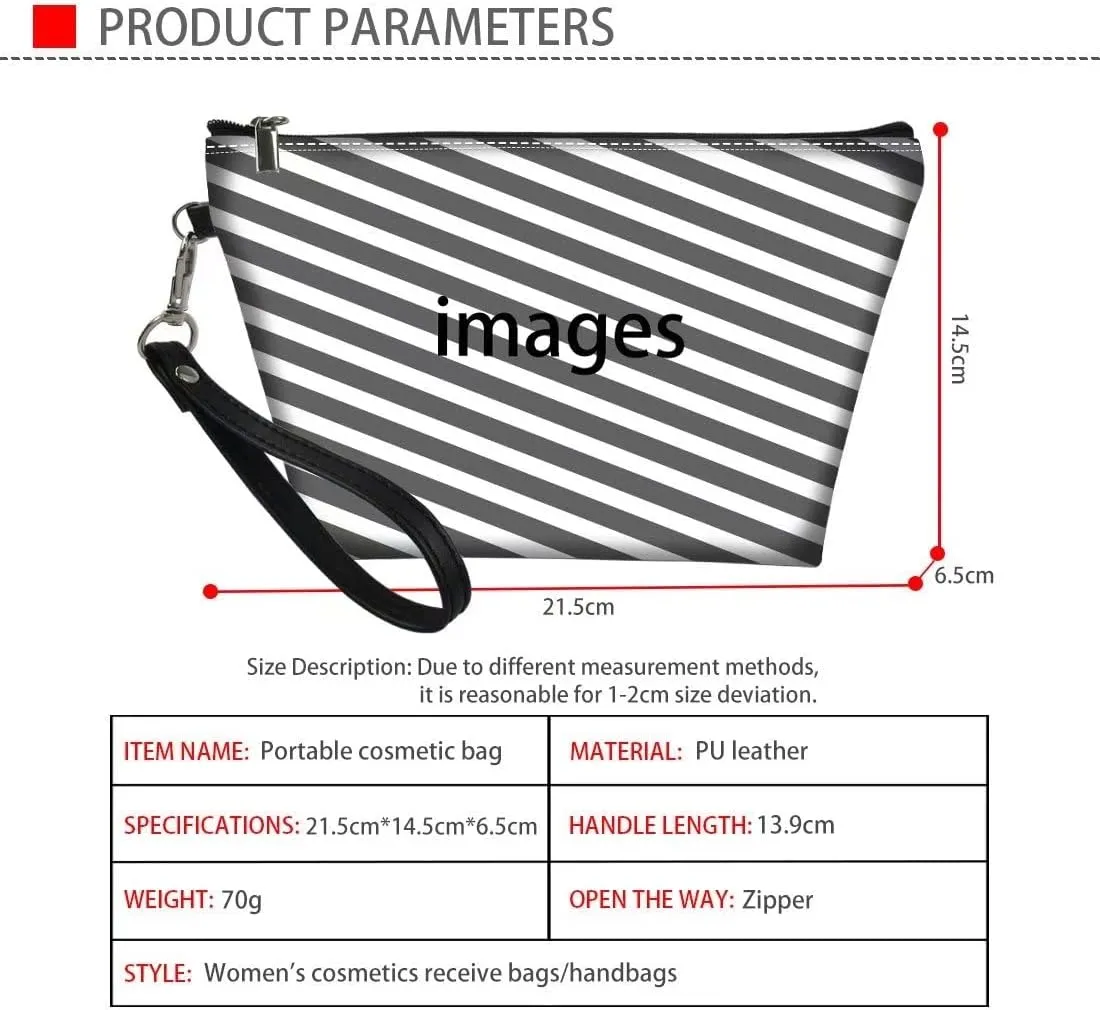 Coldinair Corgi Musical Notes Print PU Leather Makeup Bag Cosmetic Pouch Toiletry Travel Organizer for Women Girls,Black