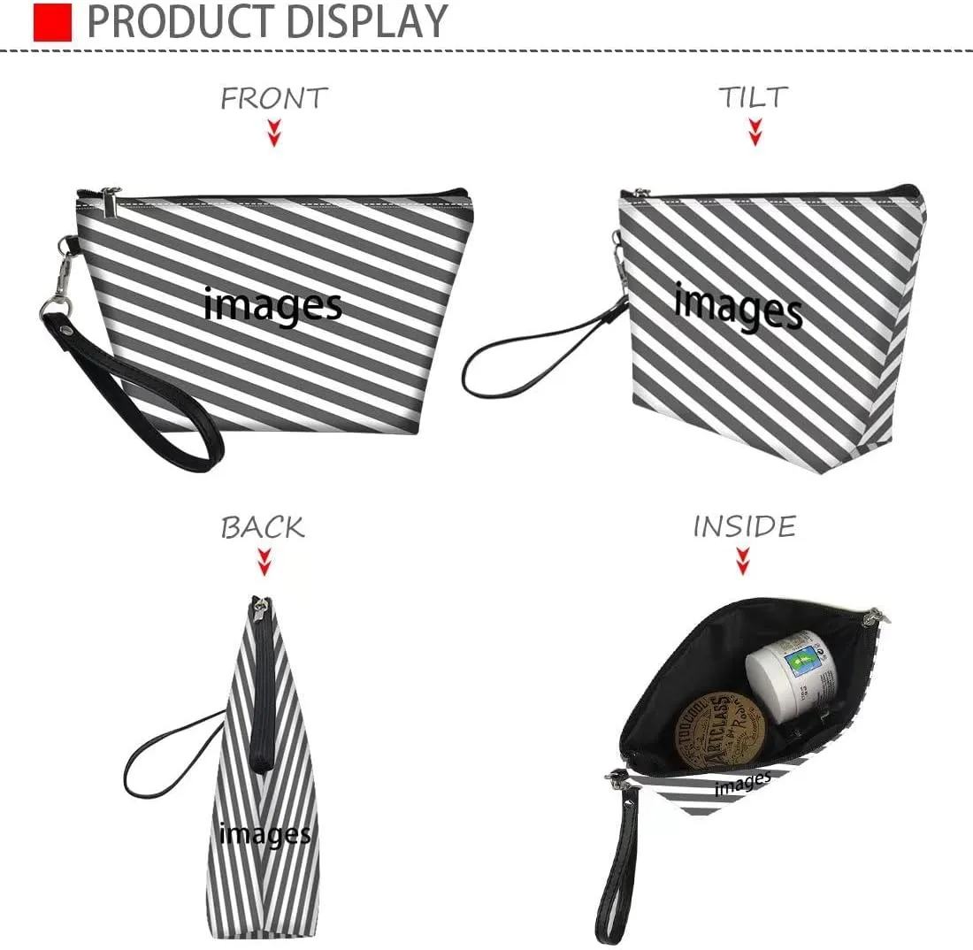 Coldinair Corgi Musical Notes Print PU Leather Makeup Bag Cosmetic Pouch Toiletry Travel Organizer for Women Girls,Black