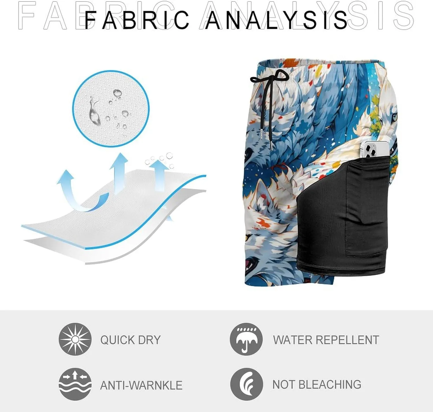 Colorful-eagle Mens Swimming Trunks Board Shorts Beach Shorts with Pockets Bathing Suits