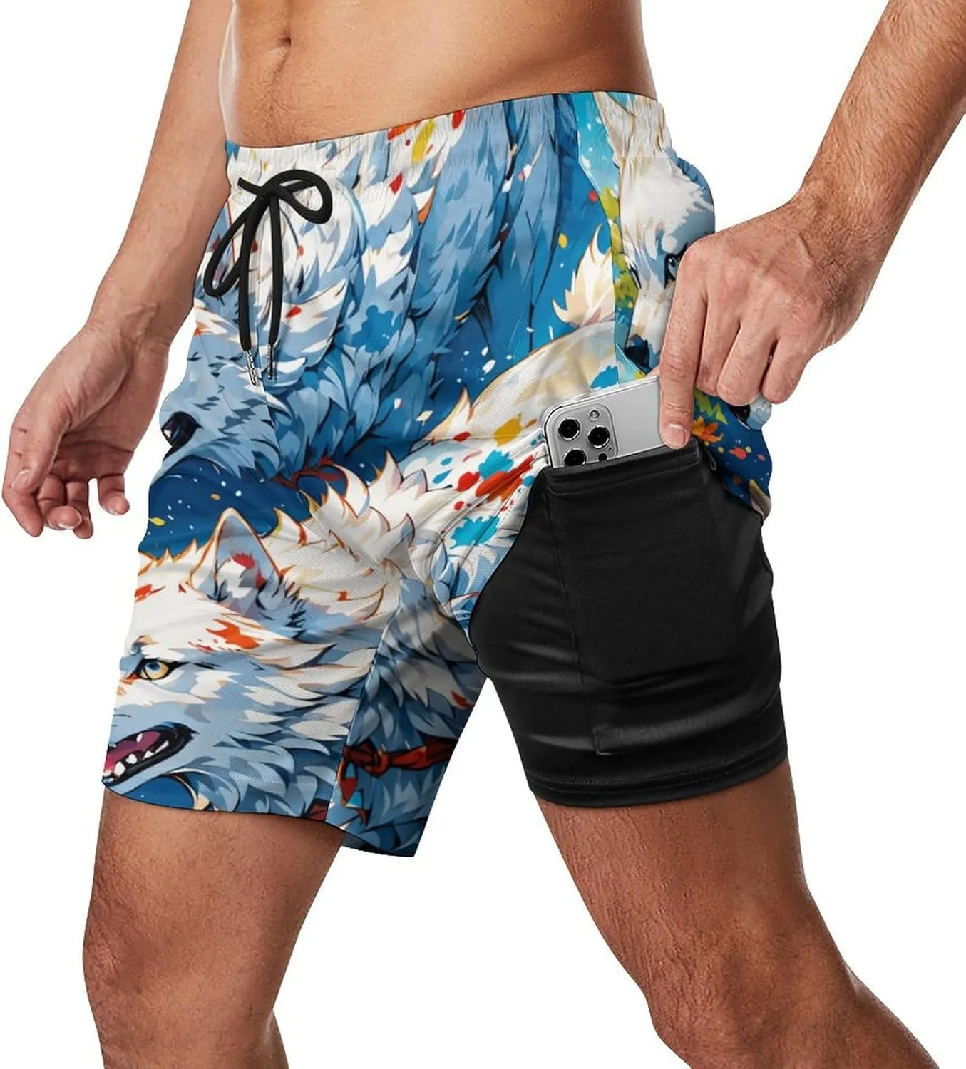 Colorful-eagle Mens Swimming Trunks Board Shorts Beach Shorts with Pockets Bathing Suits