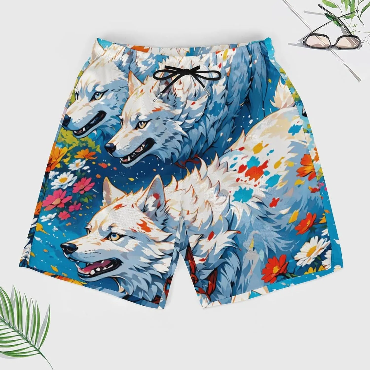 Colorful-eagle Mens Swimming Trunks Board Shorts Beach Shorts with Pockets Bathing Suits