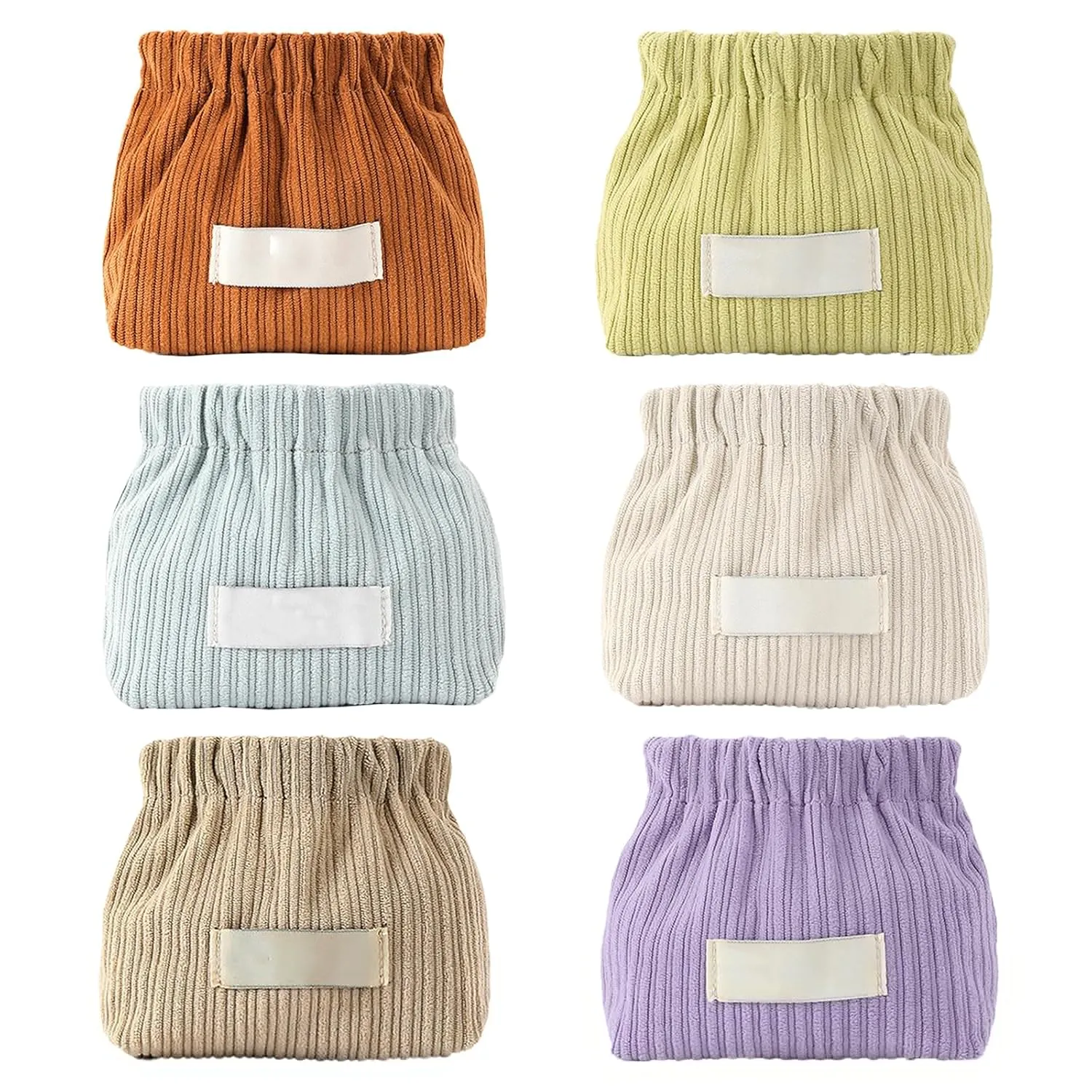 Corduroy Elastic Hair Tie Organizer, 2024 New Cosmetic Bags for Women Makeup Bag Large Capacity Purse Travel Toiletry Zipper Storage Pouch Make up Brushes Organizer for Gifts (6 set)
