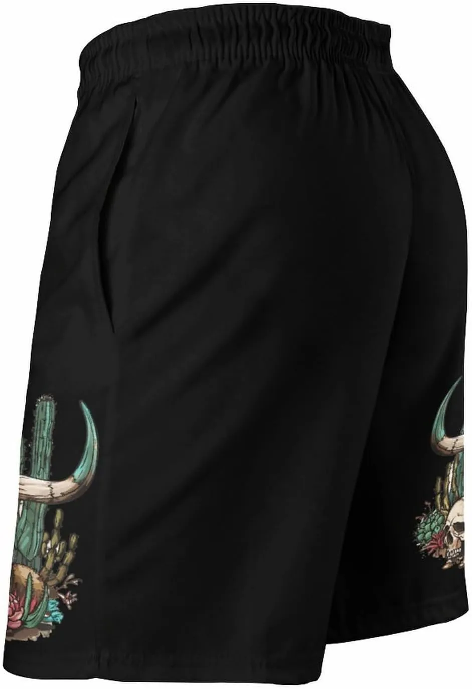 Cow Skull Cactus Men's Swim Trunks Quick Dry Board Shorts Breathable Summer Beach Shorts Bathing Suits