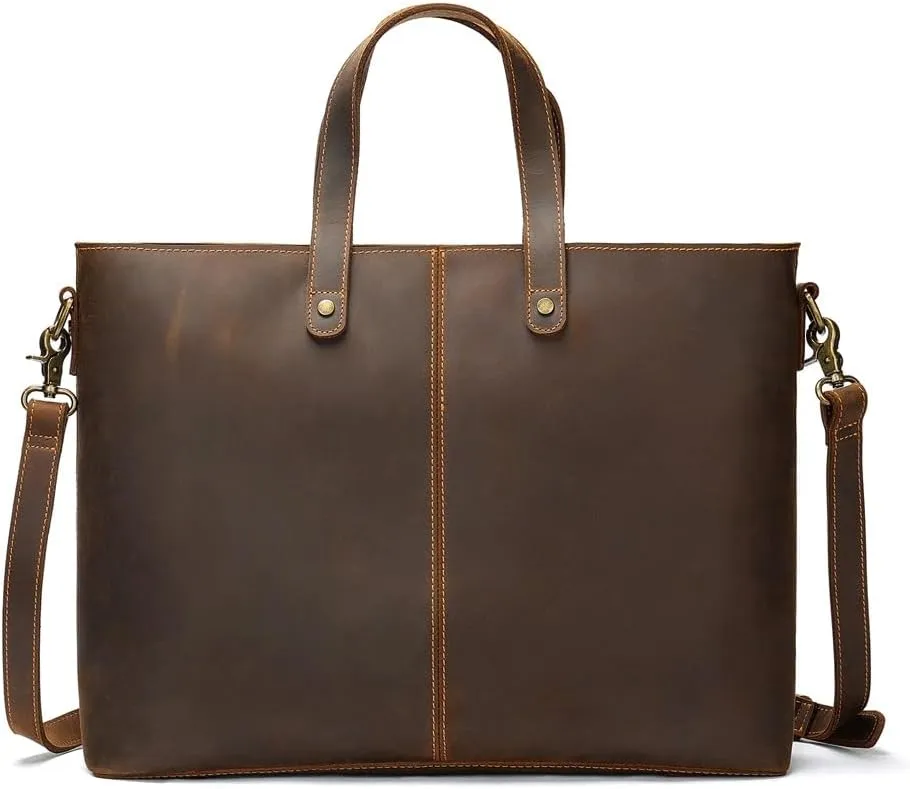 Crazy Horse Leather Large Capacity Computer Bag Tote Bag Retro Single Shoulder Crossbody Bag