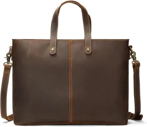 Crazy Horse Leather Large Capacity Computer Bag Tote Bag Retro Single Shoulder Crossbody Bag