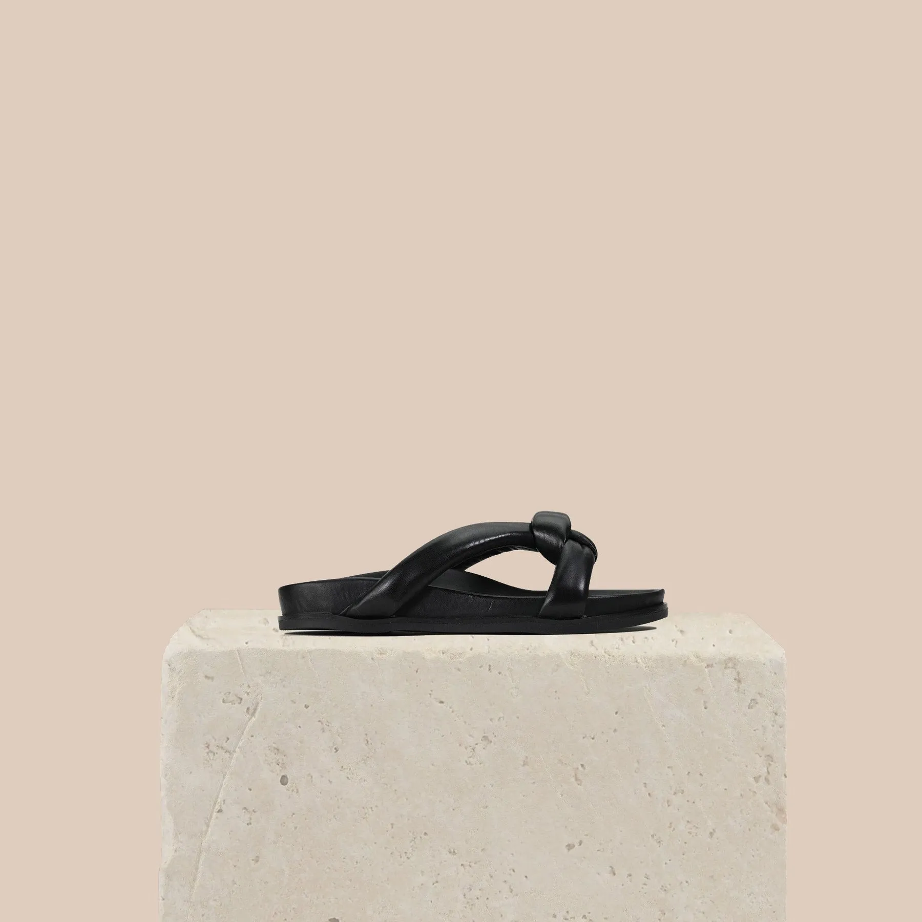 CROSSED SLIDE SANDALS